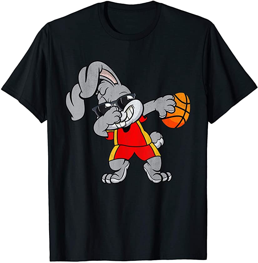 Best Cute Easter Bunny Dabbing Rabbit Basketball Egg Outfit T-Shirt