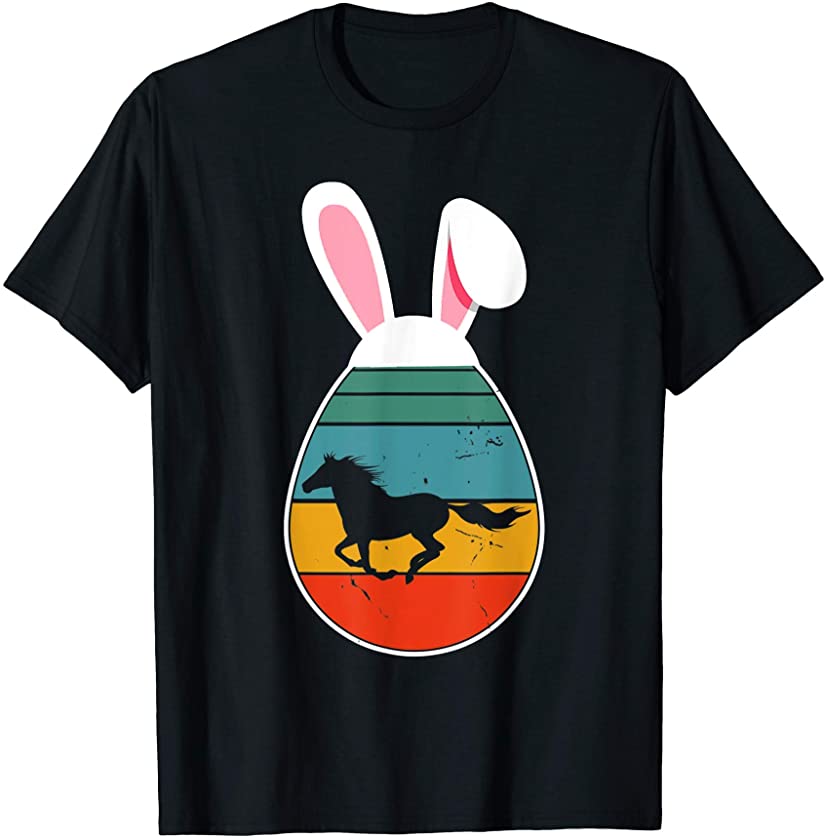 Vintage Retro Horse In Easter Egg Bunny Horse Lover T-Shirt