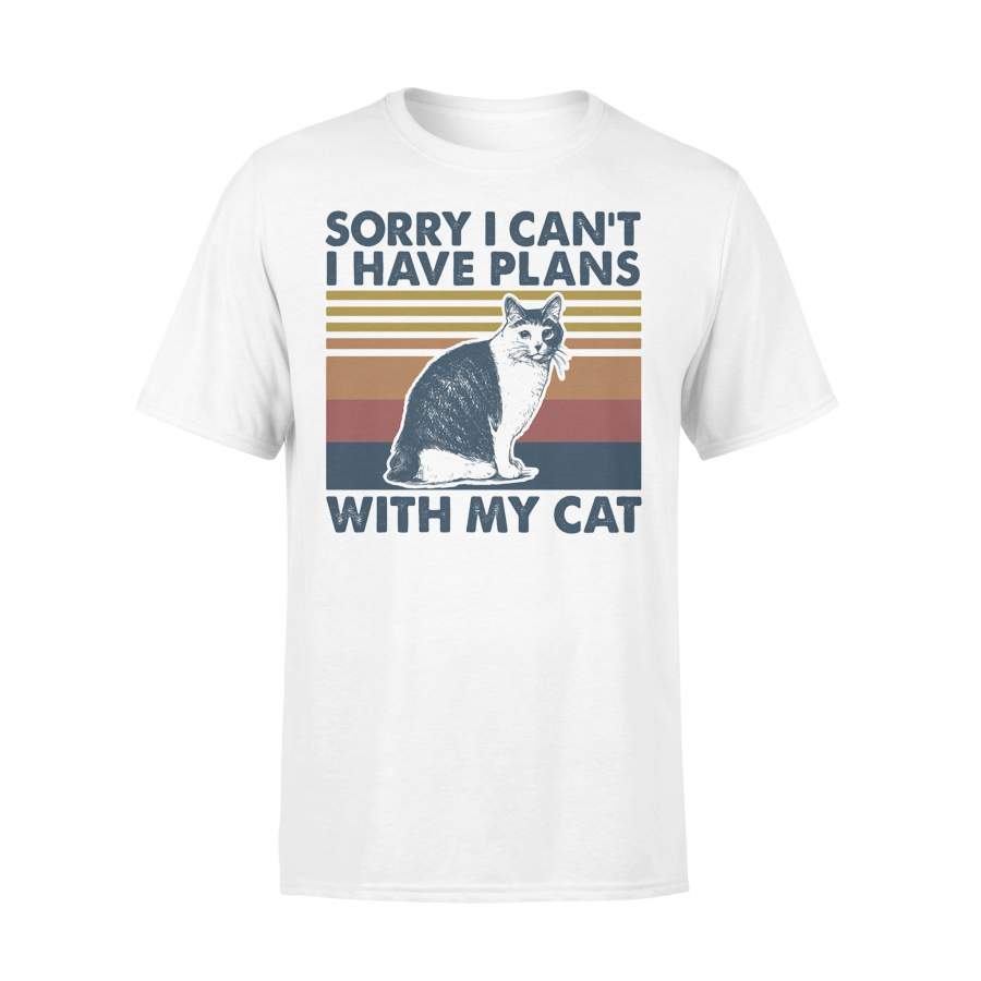 Sorry I Can’t I Have Plans With My Cat Vintage Retro T-shirt
