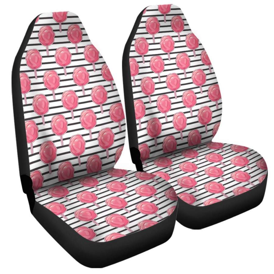 Cotton Candy Striped Pattern Print Universal Fit Car Seat Covers