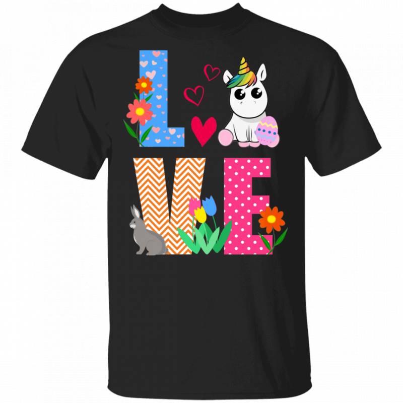 Love Unicorn Funny Rabbit Bunny Eggs Easter Day Matching Shirt For Kids Men Women Magical Unicorn Lover Gifts T-Shirt