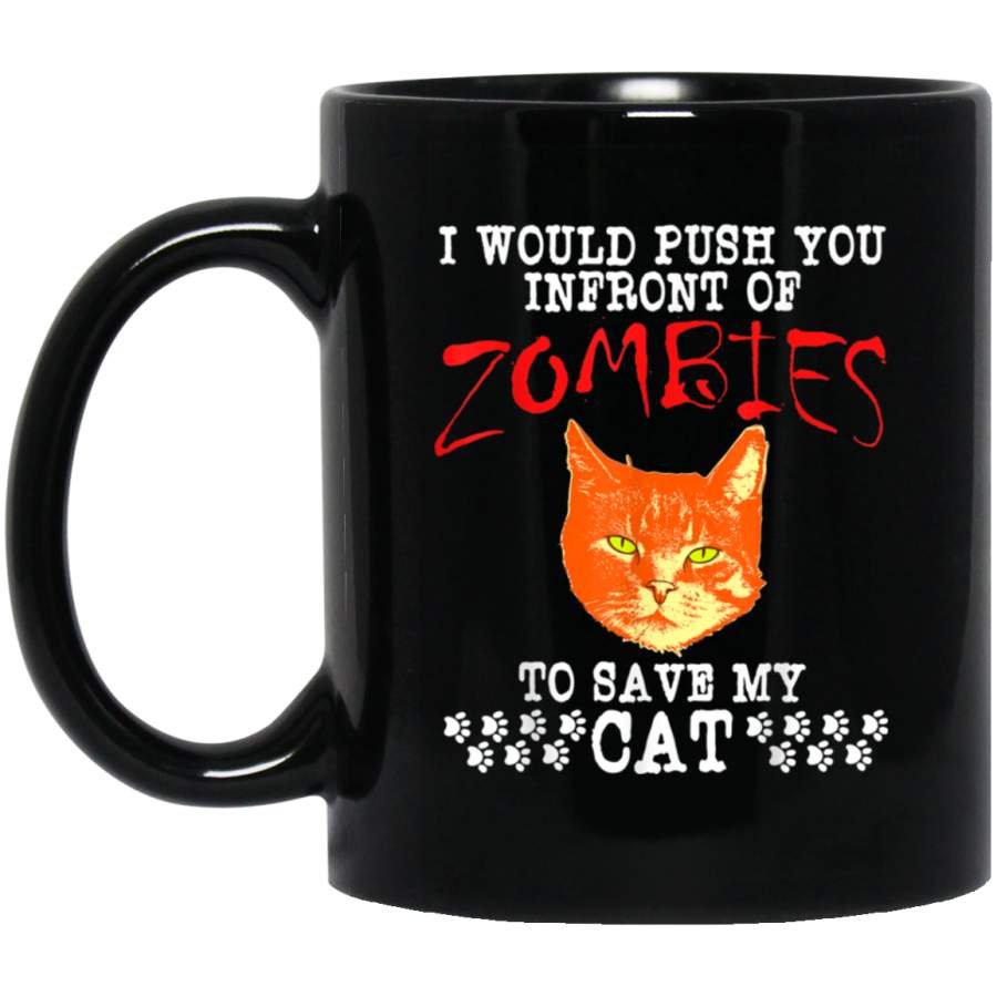 Zombie Cat Funny Halloween Kitten Black Mug