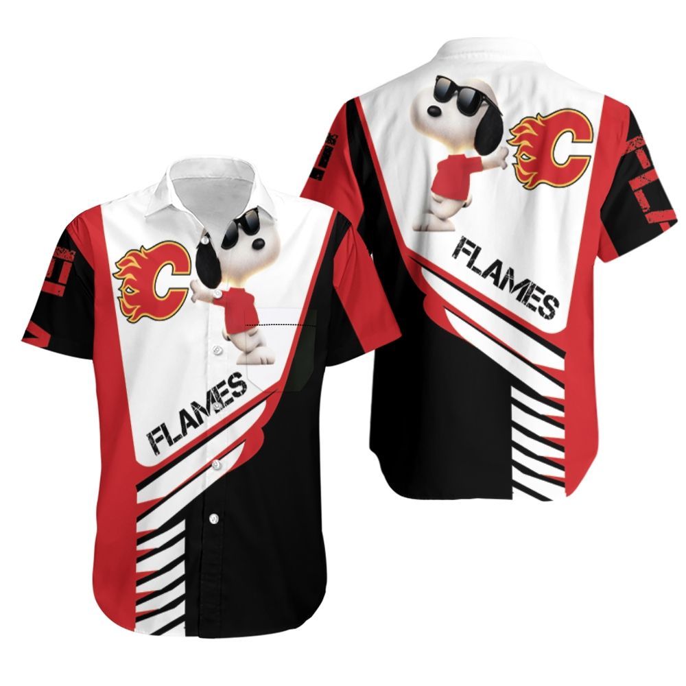 Calgary Flames Snoopy For Fans 3D Hawaiian Shirt