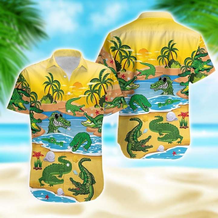 Crocodile Alligator On The Beach Hawaii Shirt For Men Women Adult Ha60289