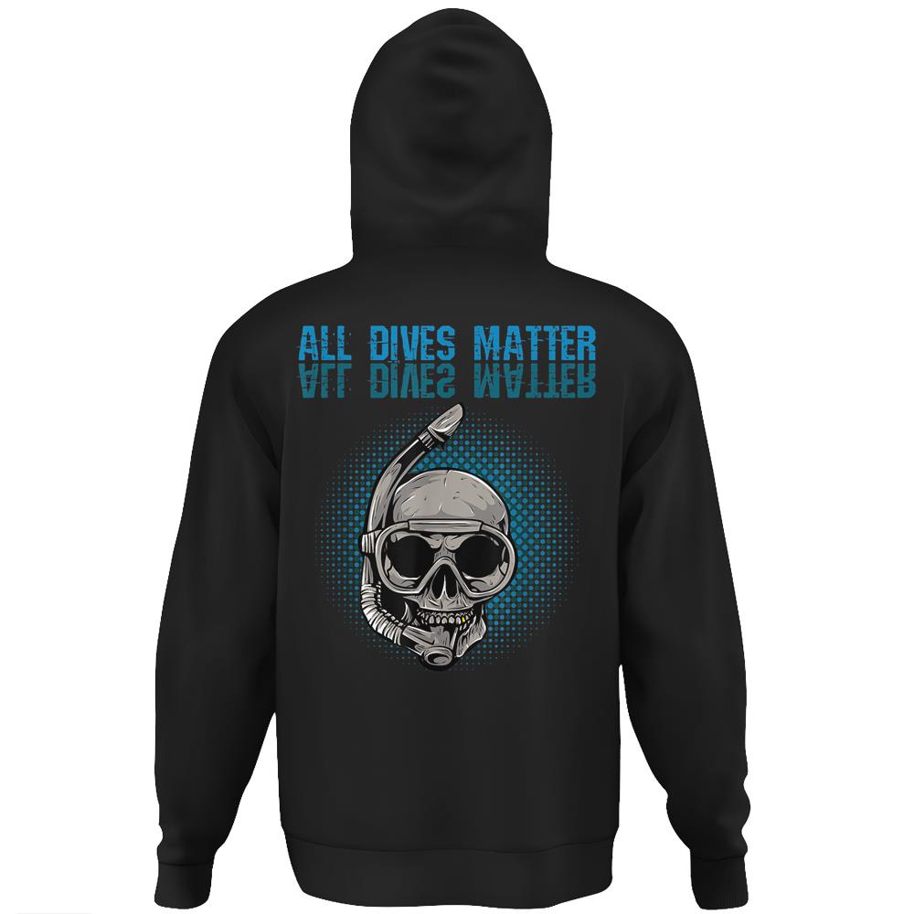 All Dives Matter A Funny Scuba Diver Skull Retro Vintage Hoodie Print On Back