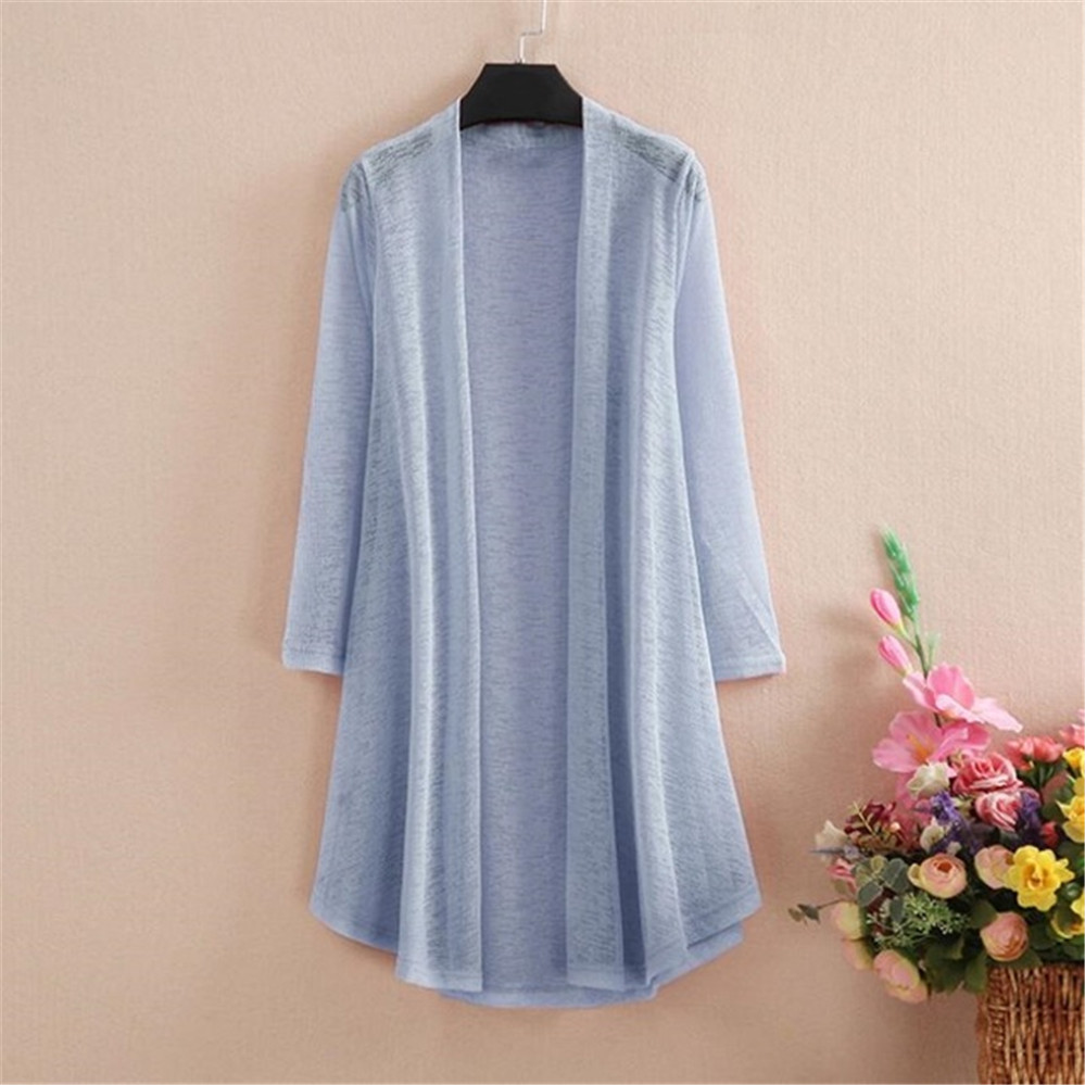 2022 XL-5XL Summer Autumn Long Cardigan Women Solid Female Cardigans Women Casual Loose Coat Jacket Ladies Shawl Outwear alx