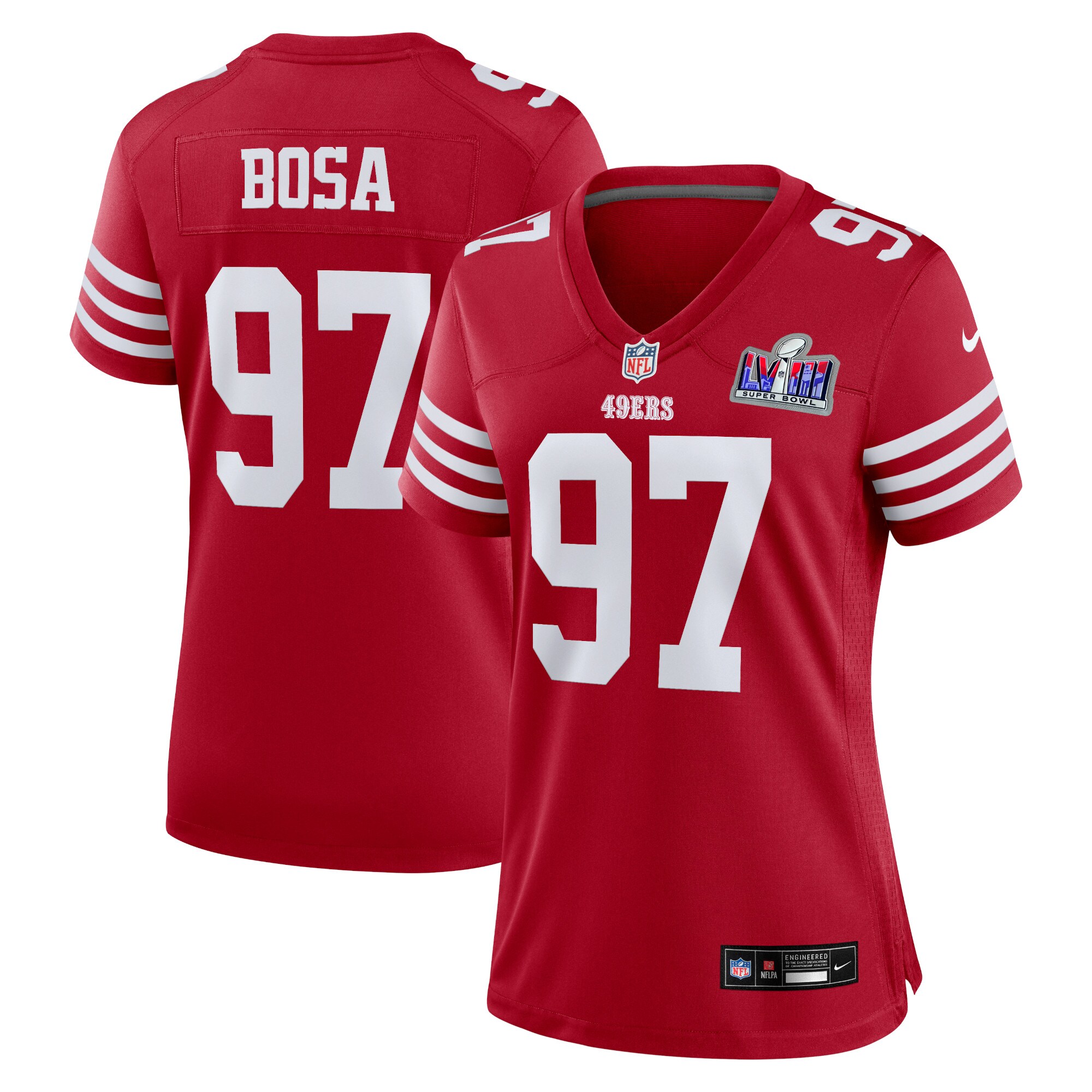 Nick Bosa San Francisco 49ers Women's Super Bowl LVIII Game Jersey – Scarlet