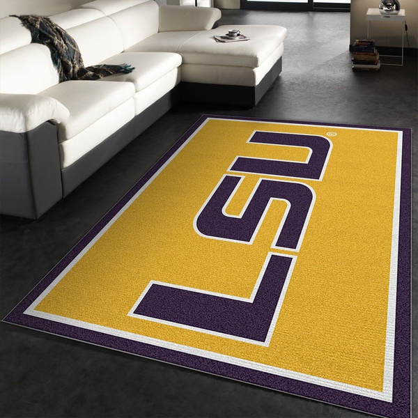 College Spirit Lsu Sport Area Rug Team Logo Home Decor Floor Decor