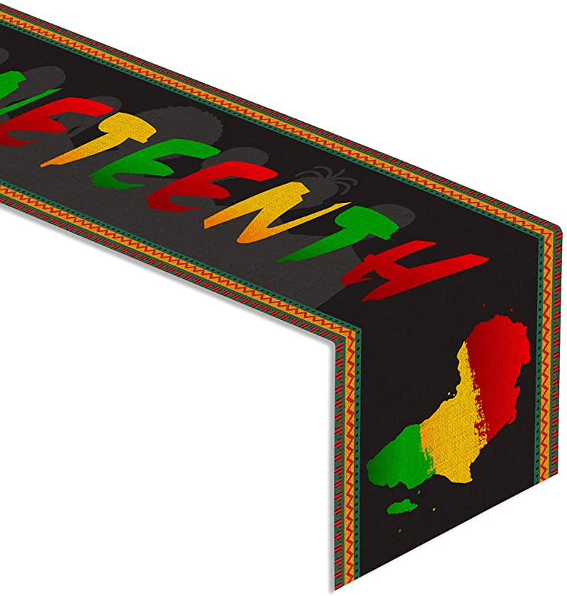 Rainlemon Linen Juneteenth Table Runner Black Pride African American Kitchen Dinning Room Party Decoration