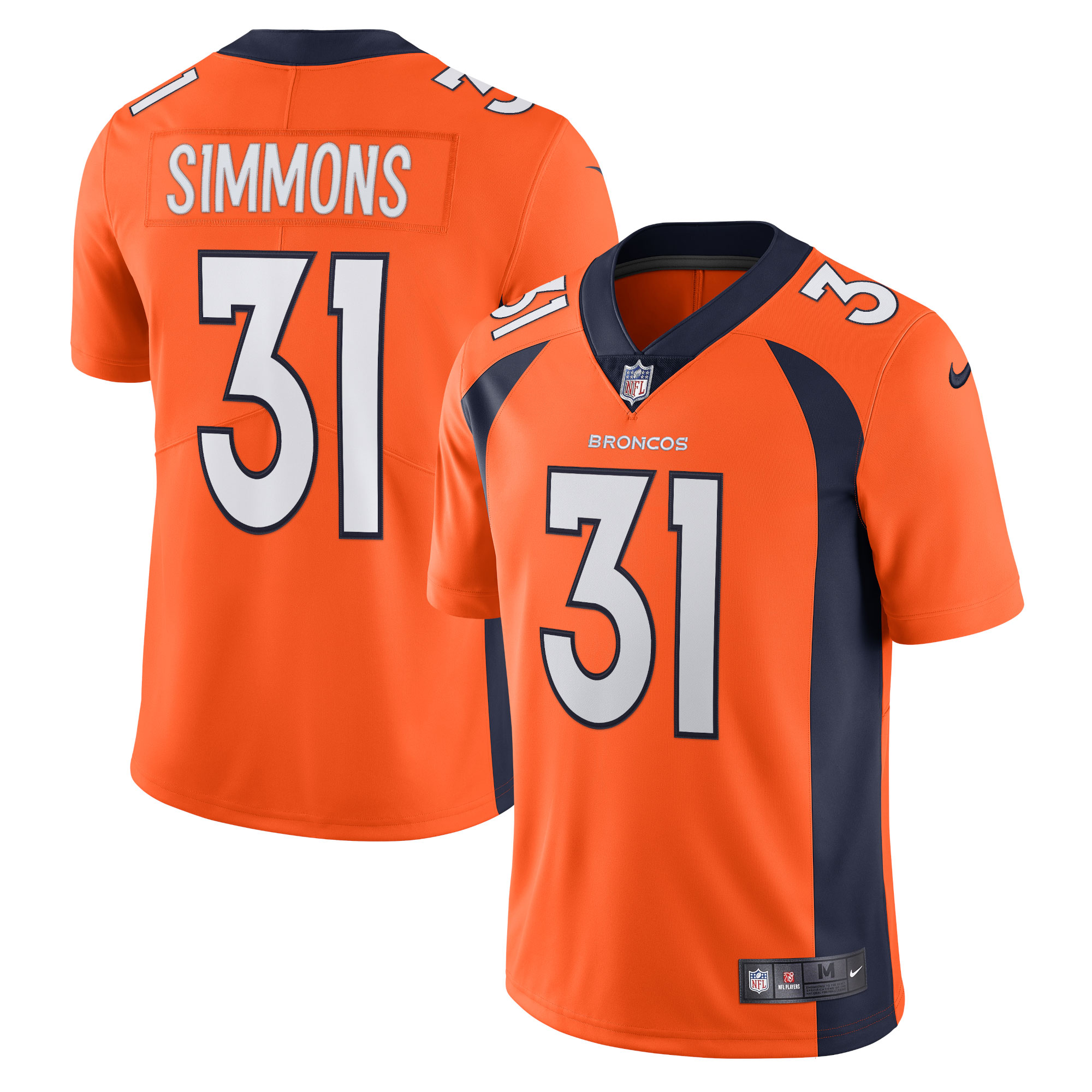 Men’s Denver Broncos Justin Simmons Orange Vapor Limited Jersey