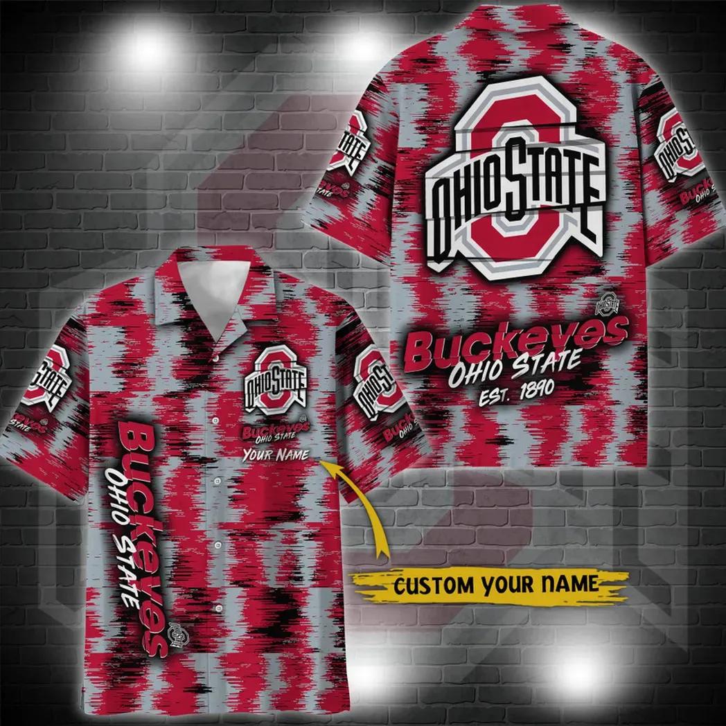 Ohio State Buckeyes Aloha Hawaiian Shirt Custom Your Name, Ncaa Hawaiian Shirt