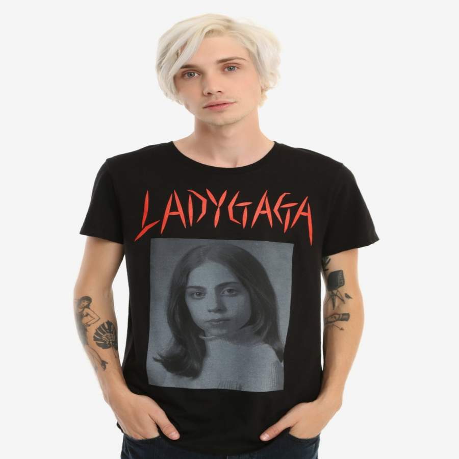 Fashion Men’s Cotton T-Shirt LADY GAGA SCHOOL PHOTO T-SHIRT Men Casual Tshirt Funny T-shirts