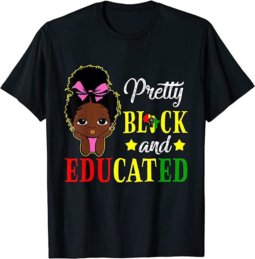 Pretty Black and Educated The Strong African Black Queen Kid T-Shirt