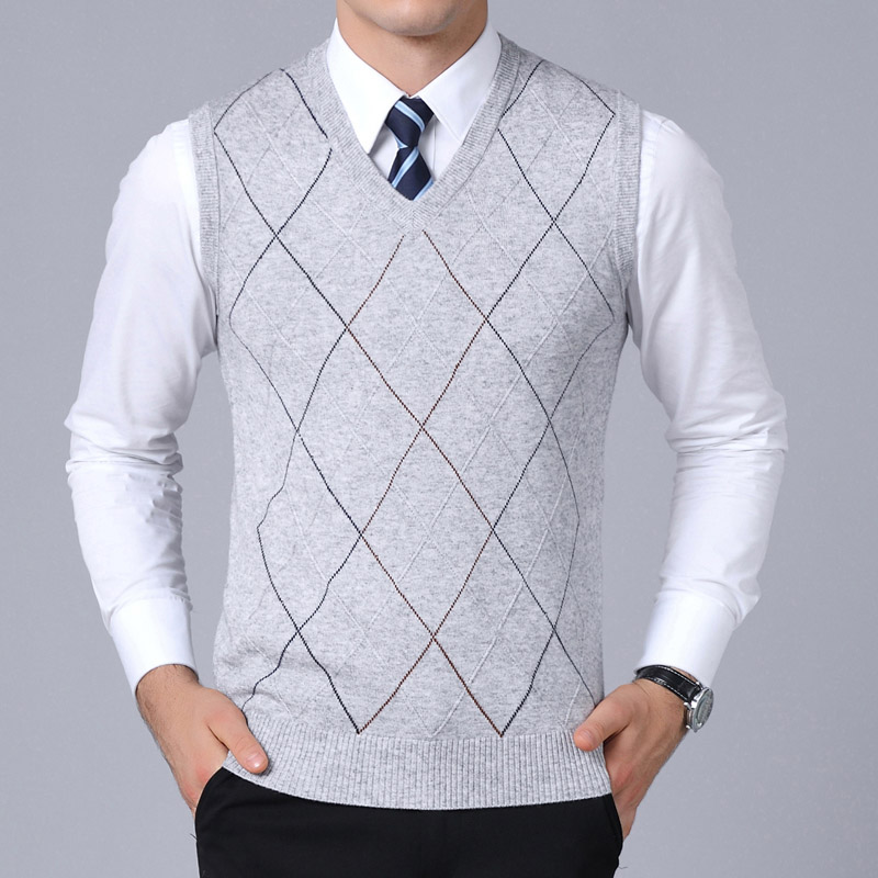 2022 New Fashion Brand Sweater For Mens Pullover Vest Slim Fit Jumpers Knitwear Plaid Autumn Korean Style Casual Men Clothes alx