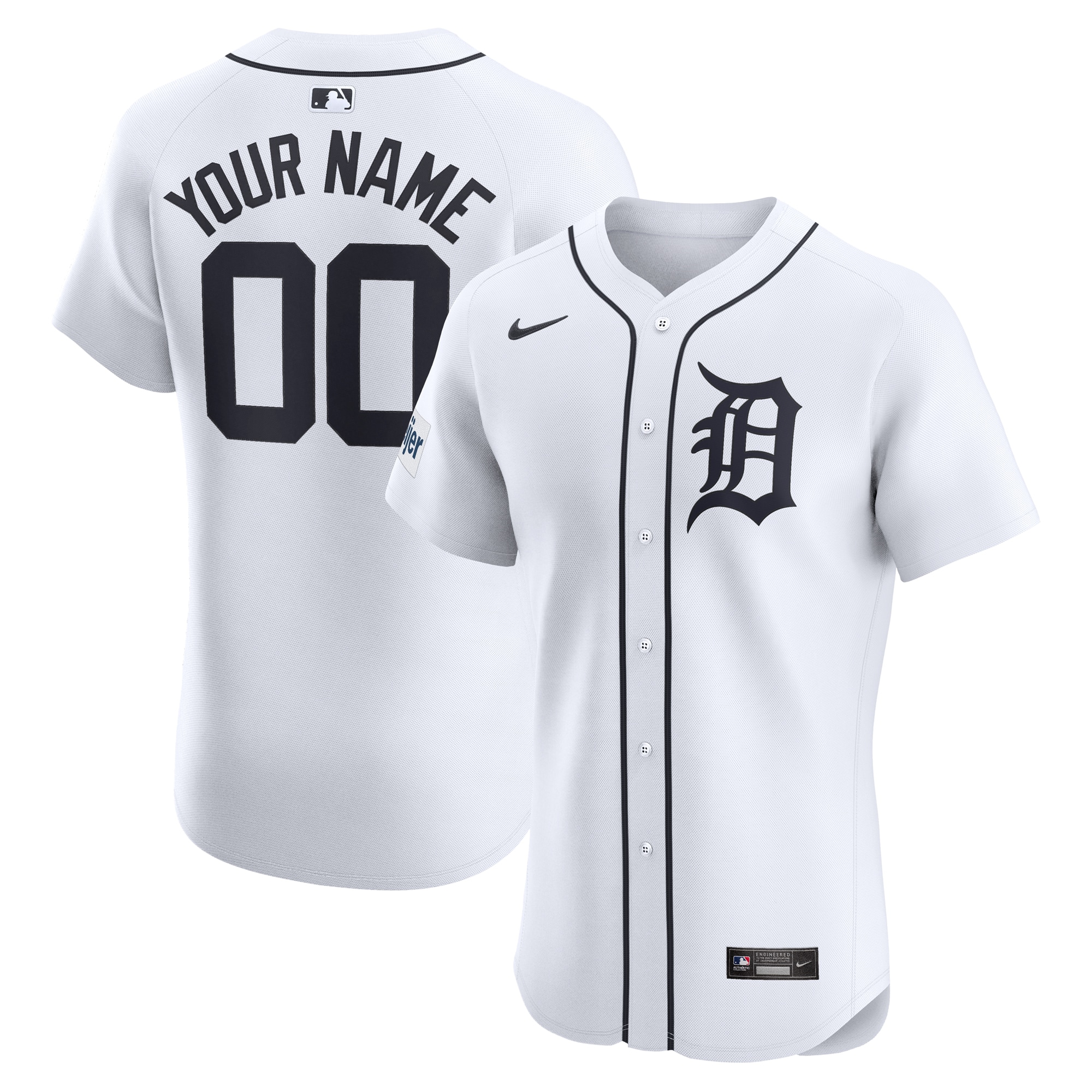 Detroit Tigers Home Elite Custom Patch Jersey – White