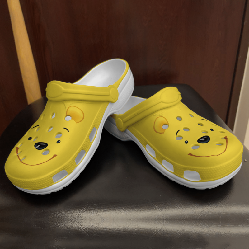 Winnie The Pooh Bear Face Yellow For Men And Women Gift For Fan Classic Water Rubber Crocs Crocband Clogs, Comfy Footwear