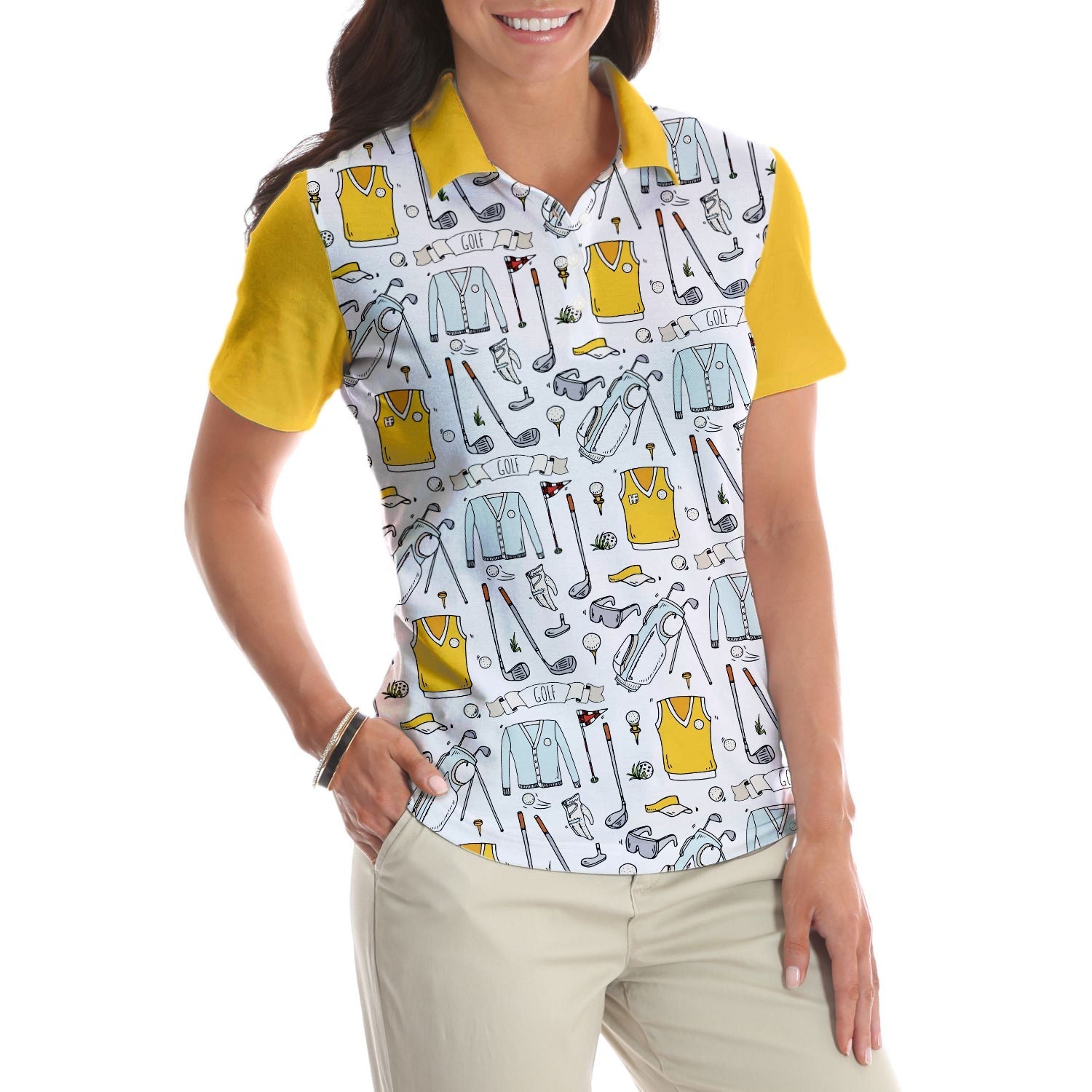 Golf Life In Yellow V2 Short Sleeve Women Polo Shirt Coolspod