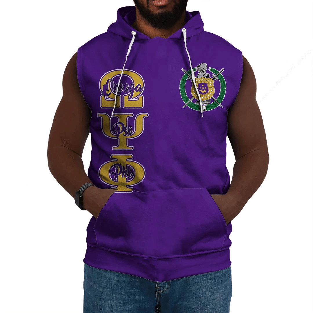 Fraternity Hoodie – Personalized Omega Psi Phi Purple Sleeveless Hoodie