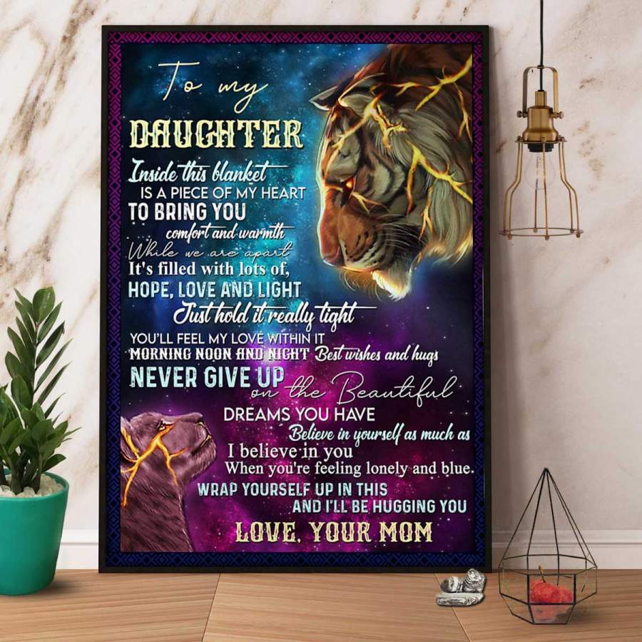 Tiger mom to my daughter you’ll feel my love within it morning noon and night purple & blue night lovers paper poster no frame/ wrapped canvas wall decor