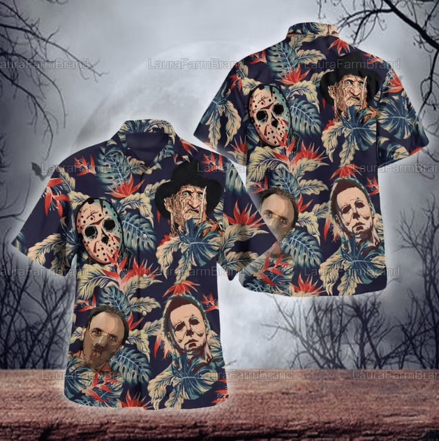 Horror Movie Hawaii Halloween Button Shirt Ha87188