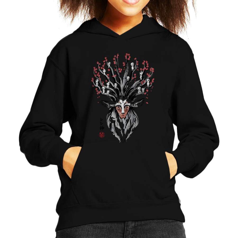 Princess Mononoke The Deer God Sumi E Kid’s Hooded Sweatshirt