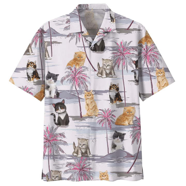 Cat Stand On Beach Hawaii Unisex Print Aloha Short Sleeve Casual Shirt Ha19720