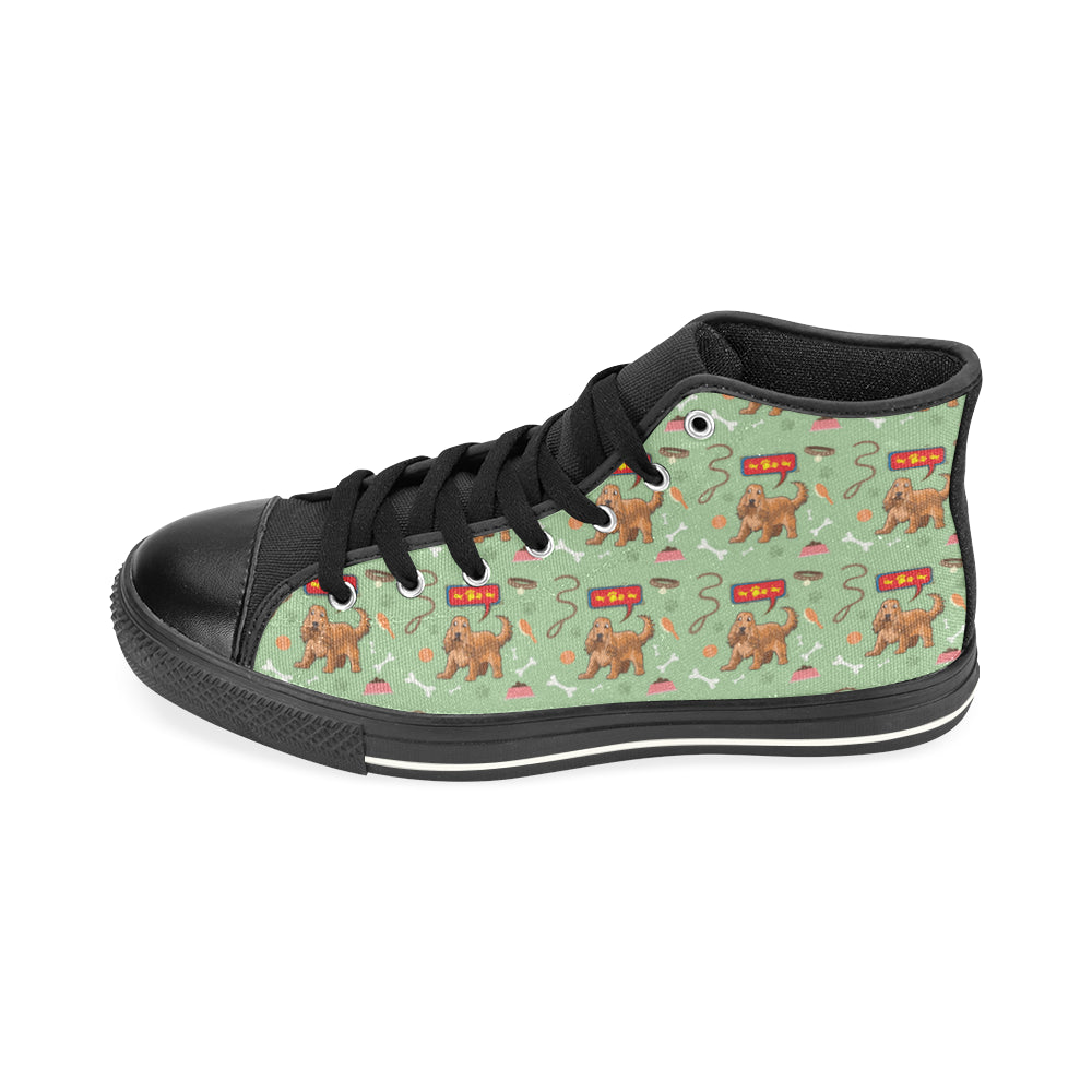 American Cocker Spaniel Pattern Black High Top Canvas Shoes for Kid