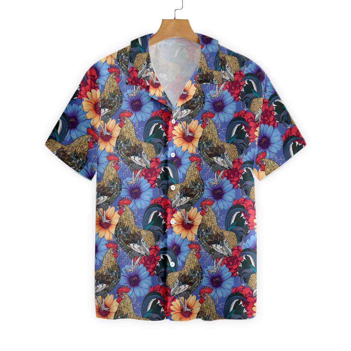 Floral Rooster Chicken All Over Printed Hawaiian Shirt Ha3979