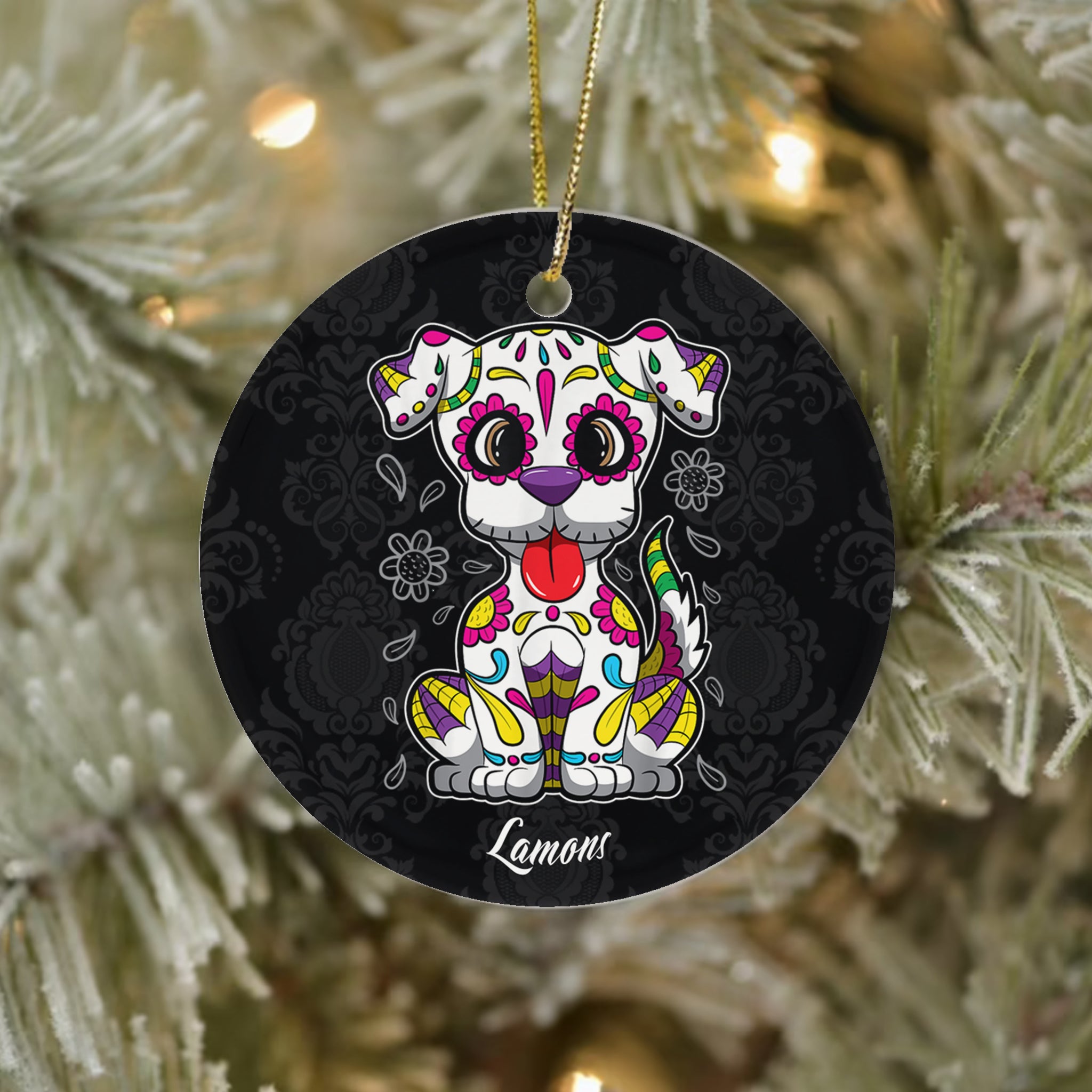 Sugar Skull Ornament Personalized Ornament Sugar Skull Puppy Día De Muertos Dog Calavera Puppy Halloween Gift