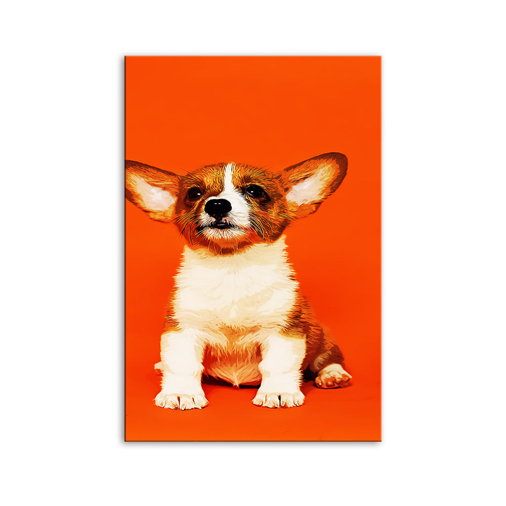 The Orange Puppy 1 Piece Hd Multi Panel Canvas Wall Art Frame