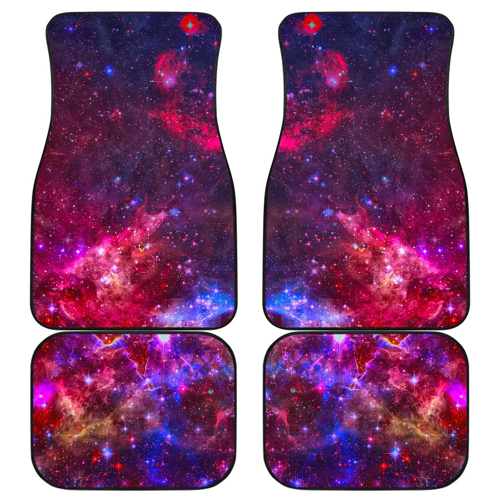 Red Purple Nebula Galaxy Space Print Front And Back Car Floor Mats, Front Car Mat