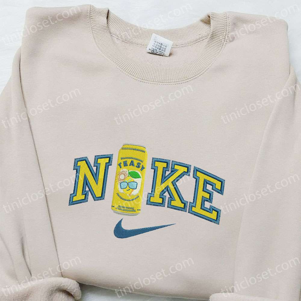 Teasy x Nike Embroidered Shirt, Favorite Drink Embroidered Shirt, Custom Nike Embroidered T-shirt – Small Gifts Great Love