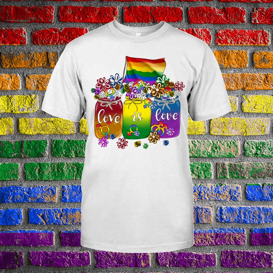 Love Is Love Flower Flag Tshirt, Lesbian Pride T Shirt, Transgender Clothes, Lgbt Clothes