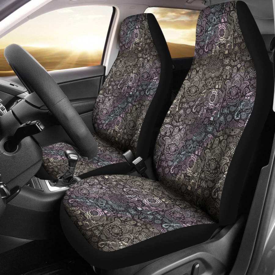 Hamsa Elephant Mandala Print Universal Fit Car Seat Cover