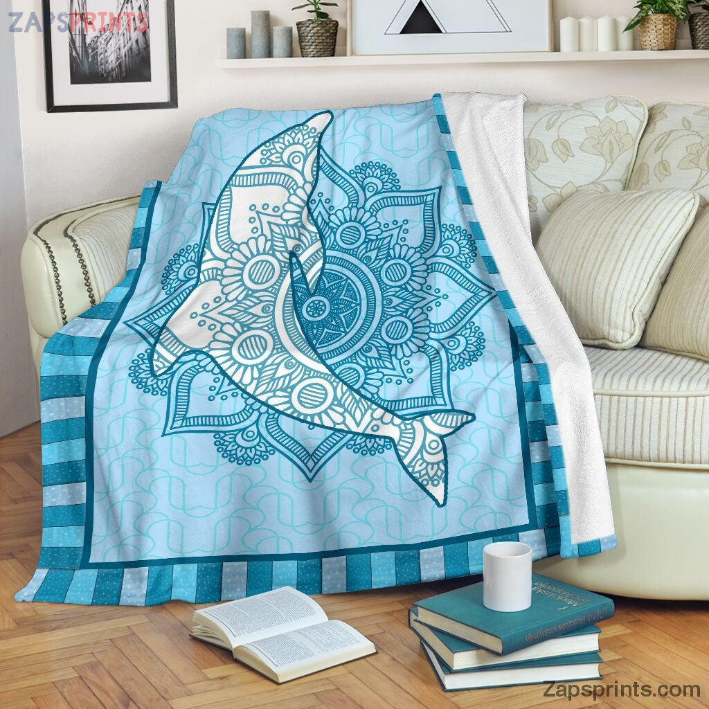 Lt 10 Dolphin Mandala Blanket Premium Blanket – Fleece Blanket