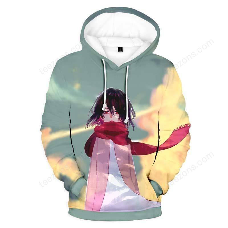 Young Mikasa Ackerman Staring Hoodie- Attack On Titan 3D Hoodie