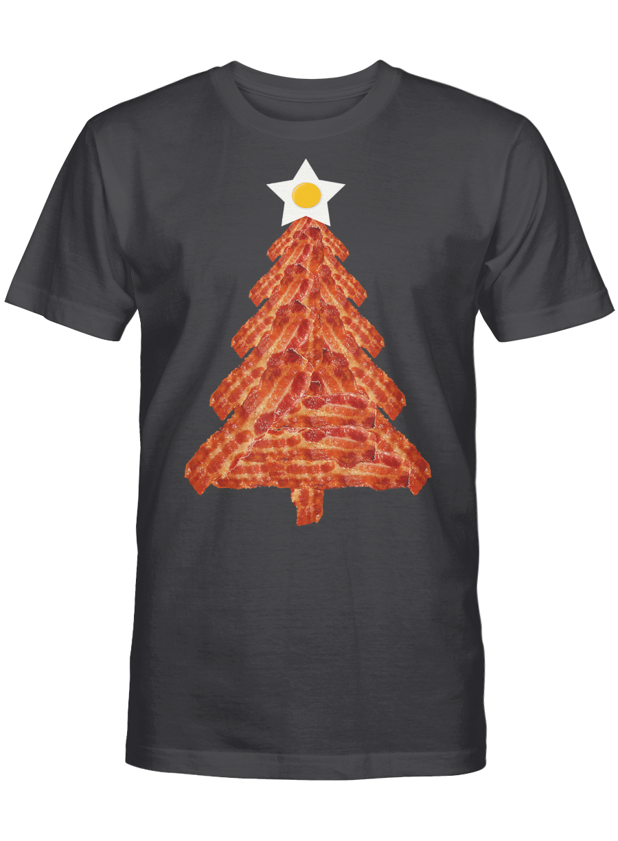 AmazeStyleZ Santa’s Reindeer, Ugly Christmas Sweater, Christmas Gift Ideas, Bacon Christmas Tree Gift Breakfast Holiday Egg Star Holiday T-Shirt