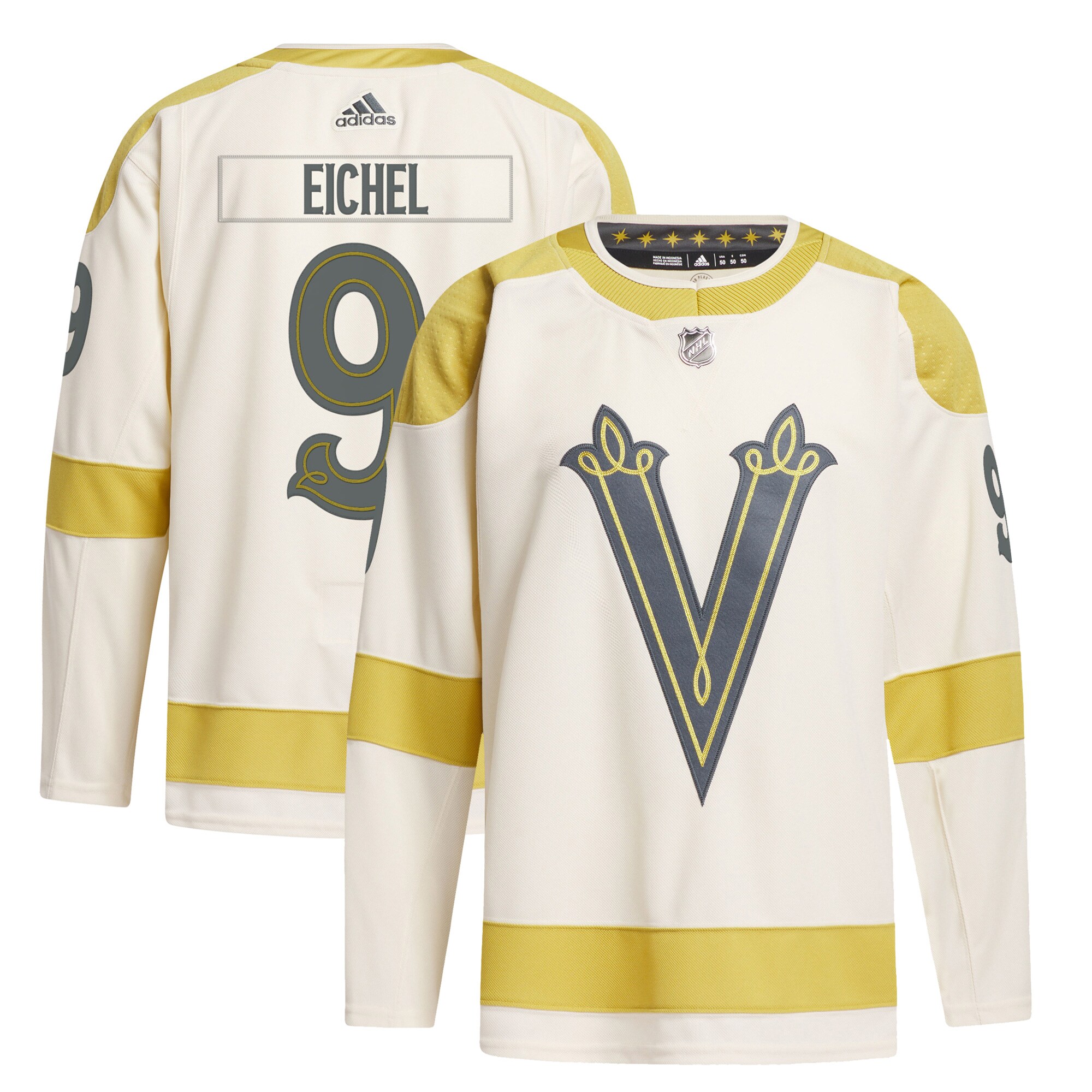 Men's Vegas Golden Knights Jack Eichel adidas Cream 2024 NHL Winter Classic Primegreen Authentic Player Jersey