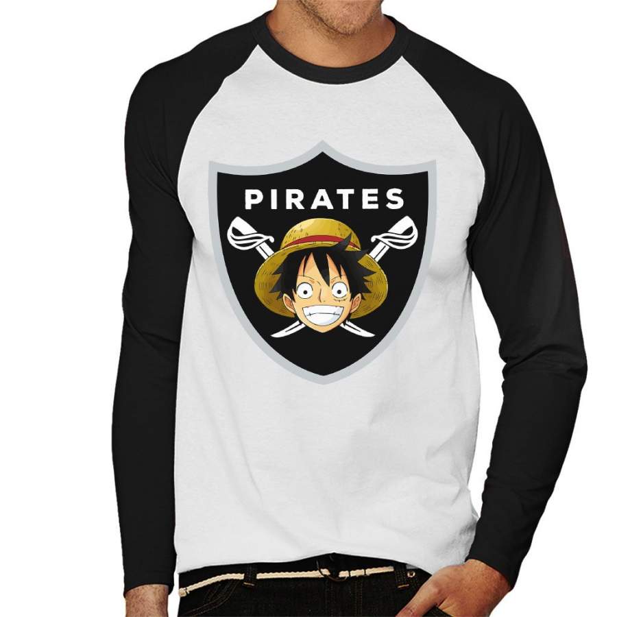 Monkey D Luffy Pirates Raiders Logo One Piece Men’s Baseball Long Sleeved T-Shirt