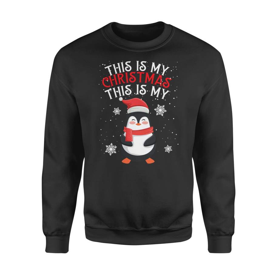 This Is My Christmas Pajama Shirt Penguins Santa Gift Sweatshirt