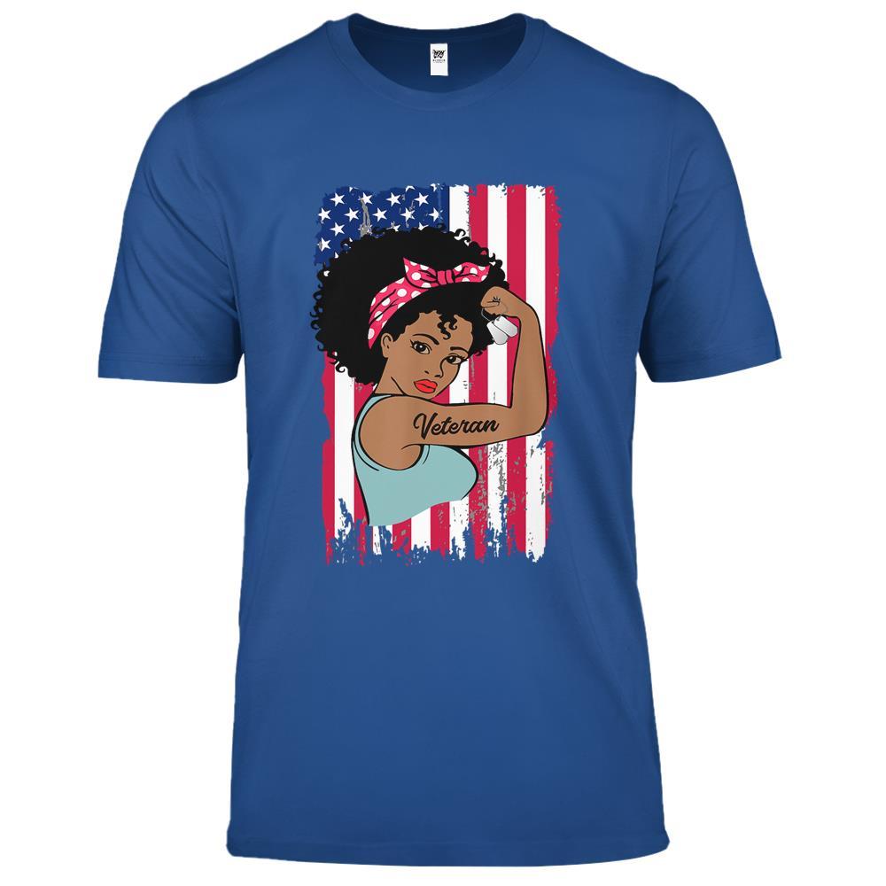 Strong Female African American Veteran Premium T Shirts