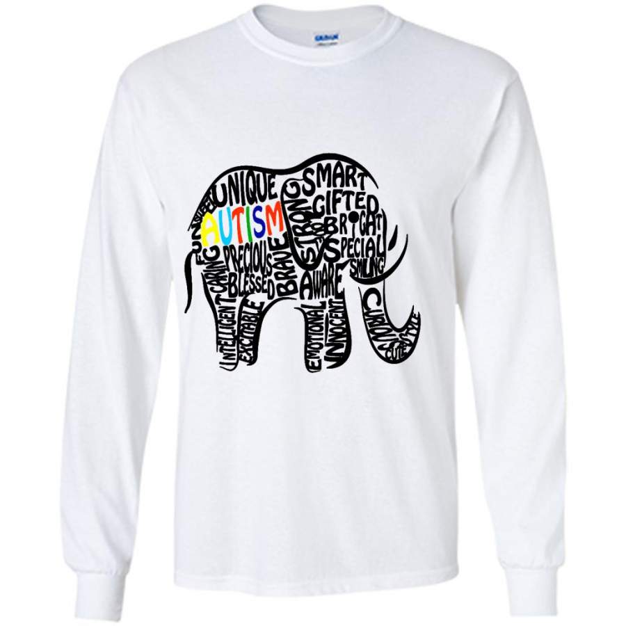 Autism Awareness Elephant (w) – Gildan Long Sleeve Shirt