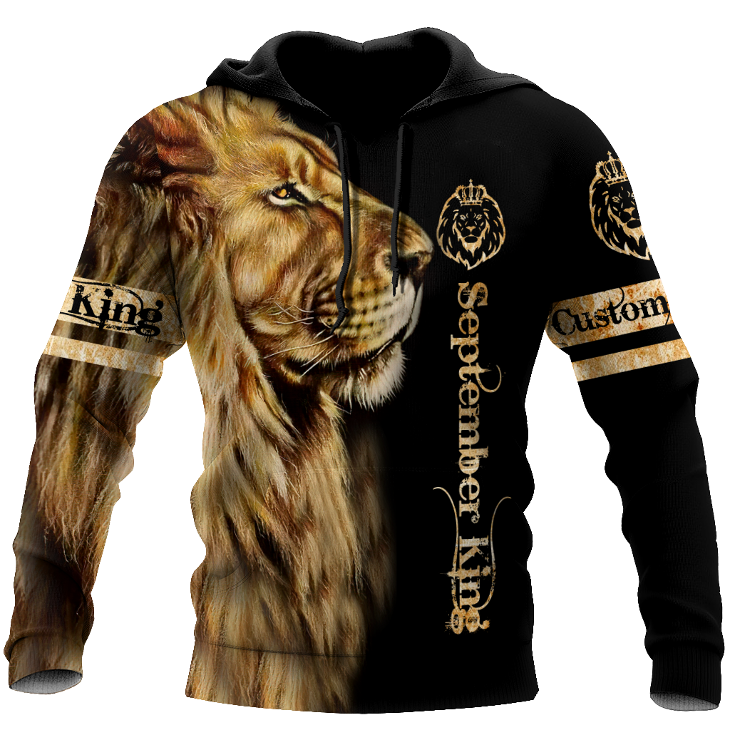 Custom Name September King Lion  3D All Over Printed Unisex Shirts