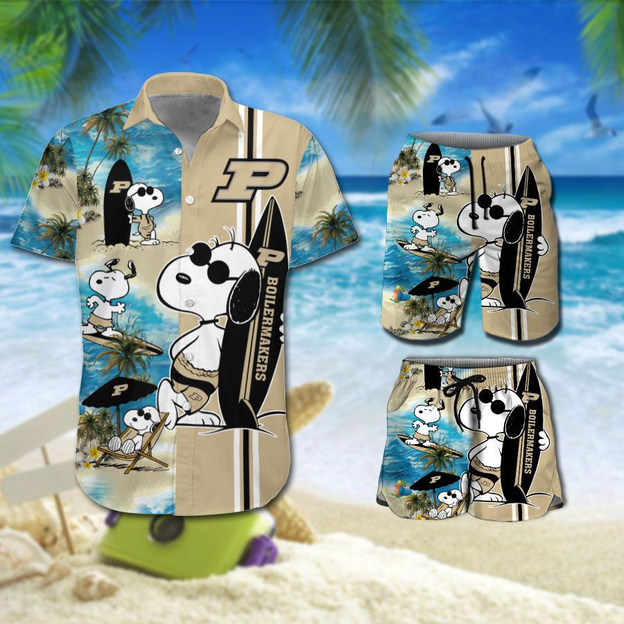 Personalized Purdue Boilermakers Snoopy Surfing All Over Print Combo Hawaii Shirt Shorts Ha61647