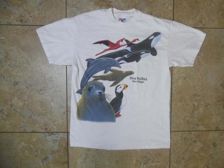 Vtg Sea World San Diego Graphic Animals Shirt