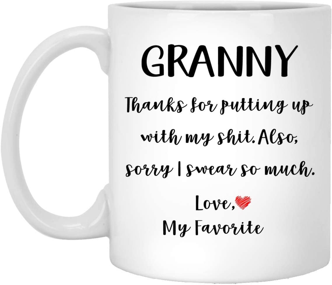 Granny Gifts From Daughter Son – Mothers Day Gifts For Granny Birthday Gifts – Funny Granny Coffee Mug Christmas Gift Ideas For Granny – White – 15Oz