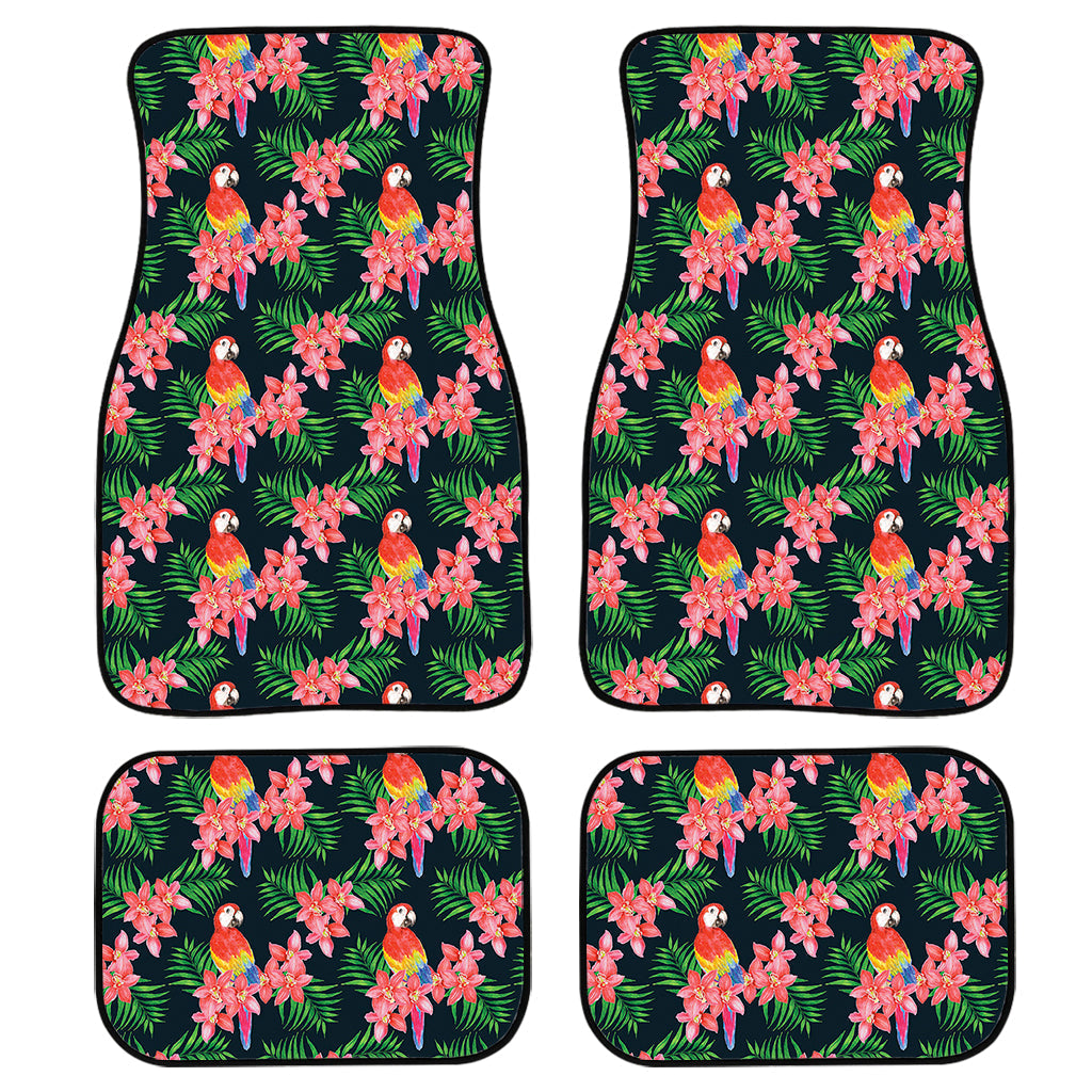 Tropical Parrot Pattern Print Front And Back Car Floor Mats, Front Car Mat