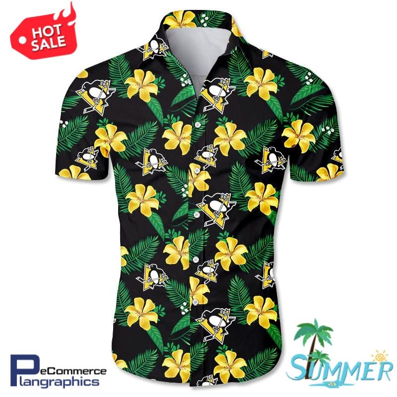 Pittsburgh Penguins Aloha Shirt Hawaiian Aloha Shirt Hawaiian Shorts Beach Short Shirt