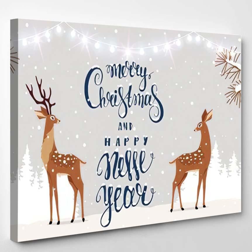 Amazing Christmas New Year Design Two – Deer Animals Canvas Print