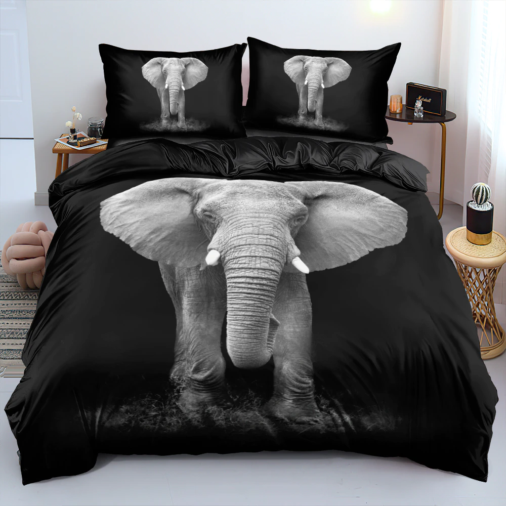 3D Walking Elephants Bedding Set Double-Sided Duvet Cover Set Twin Queen King Size Bed Linen Custom Design